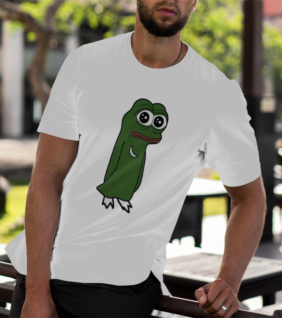 Smolting Pepe Meme Character Crescent Moon Reflection T-Shirt