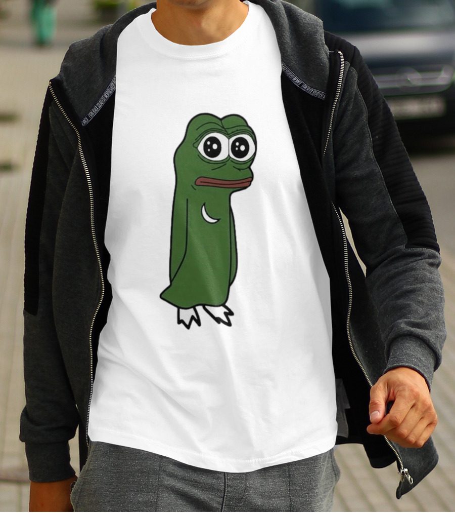 Smolting Pepe Meme Character Crescent Moon Reflection T-Shirt