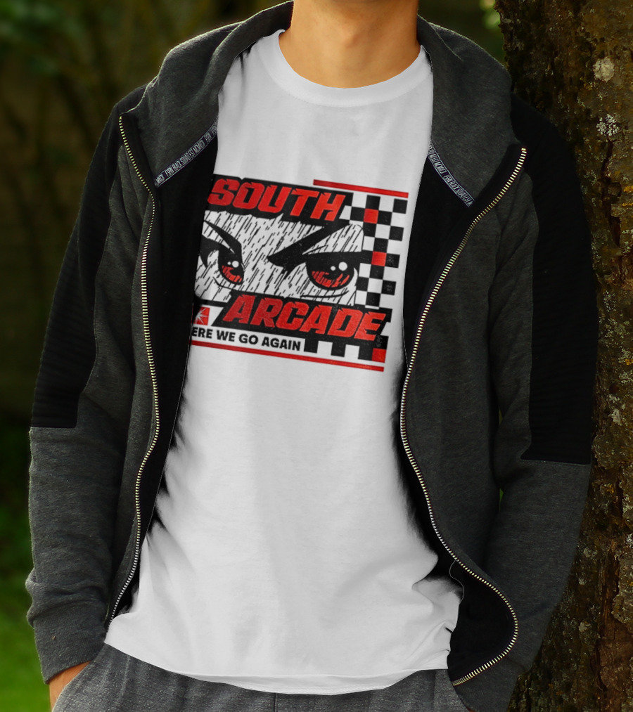 South Arcade Here We Go Again Checkerboard Eyes T-Shirt