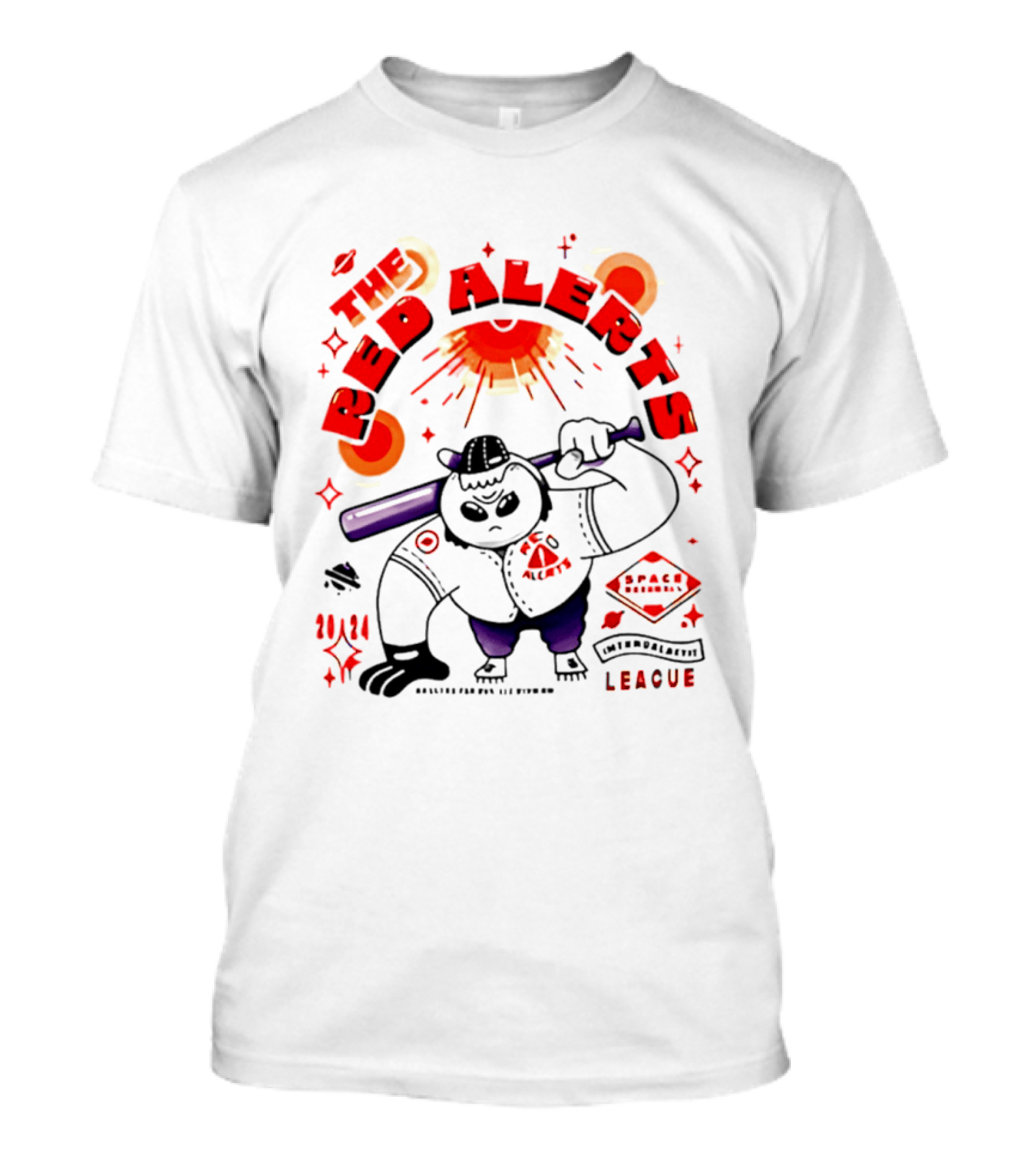 The Red Alerts Baseball League Cartoon Mascot 2024 Space Cowboy T-Shirt