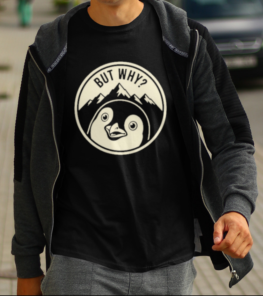 But Why Penguin Mountain Silhouette Circle T-Shirt