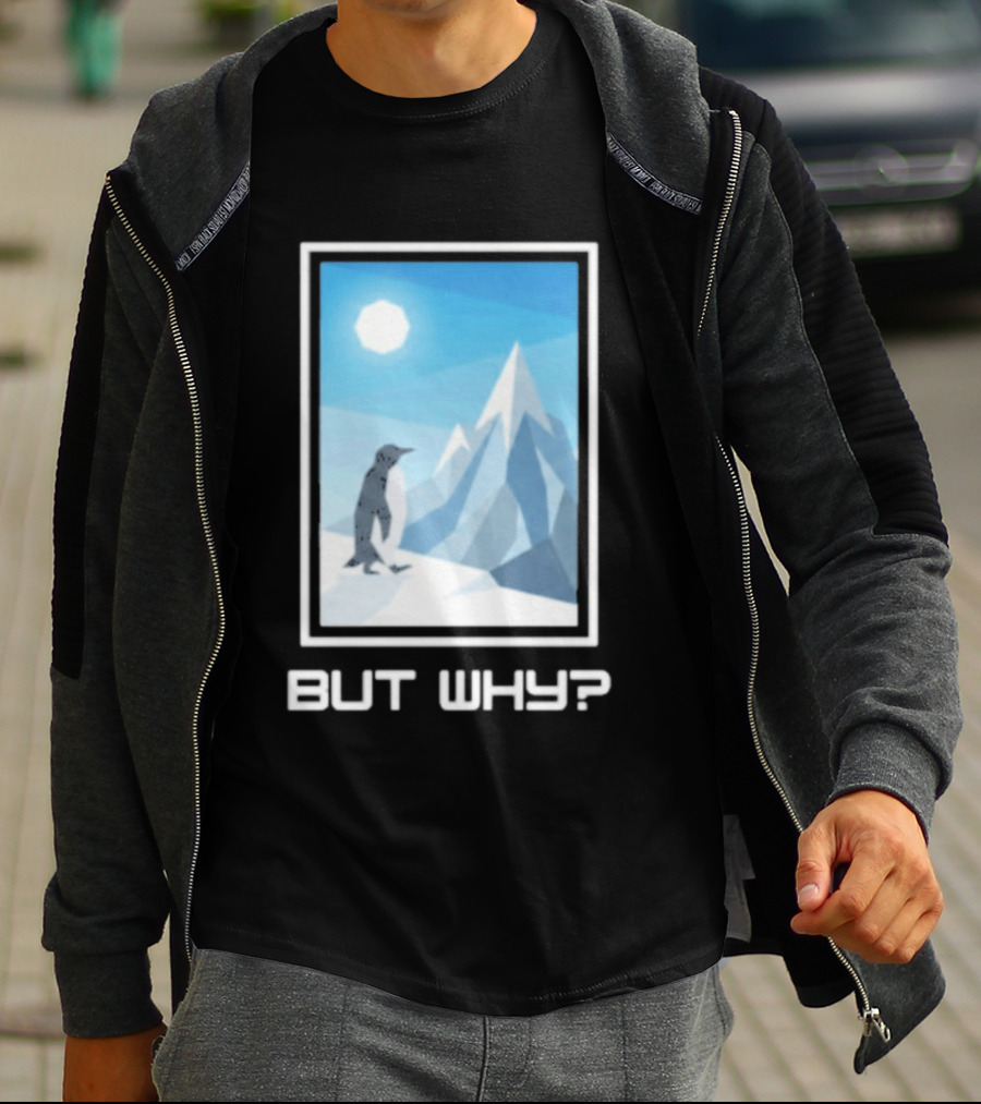 But Why Penguin Northward Bound Minimalist Arctic Framed T-Shirt