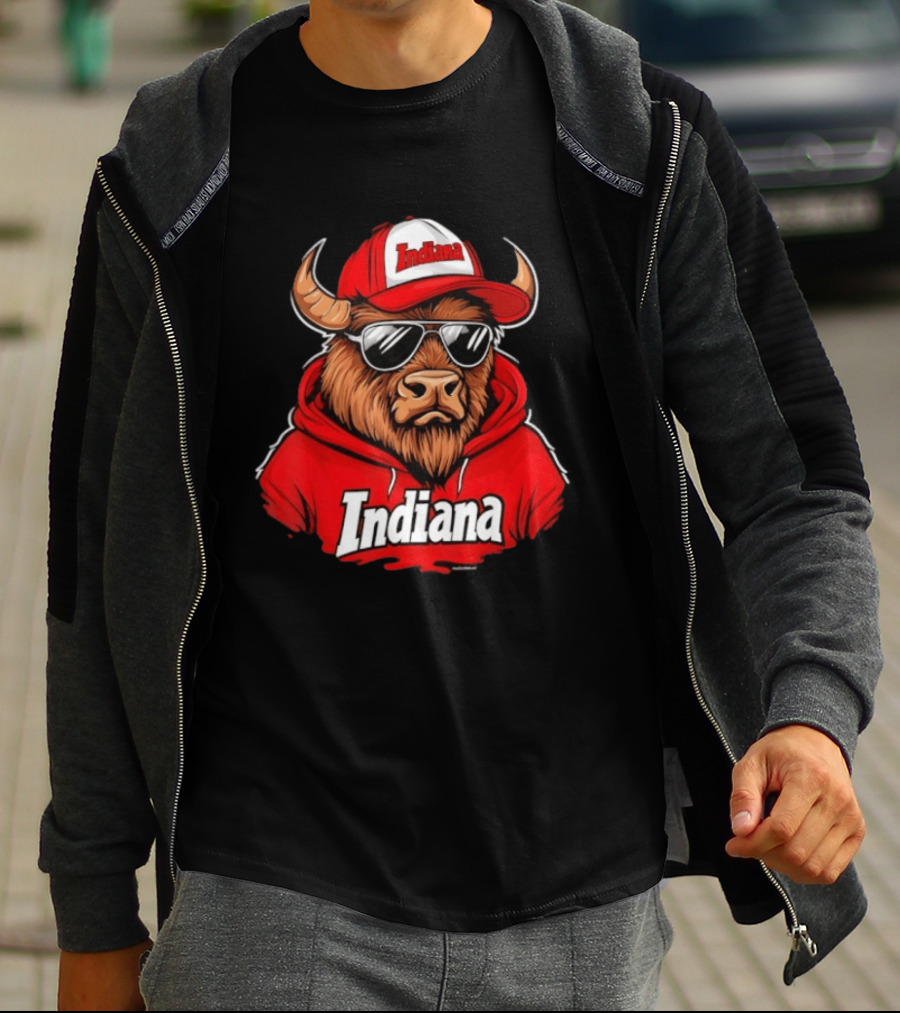 Indiana Bison Vintage Throwback Swea With Sunglasses And Hat T-Shirt