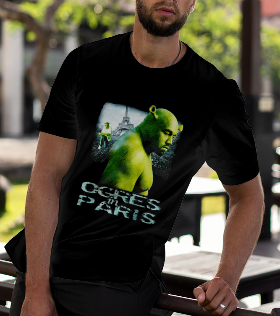 Shrek Kanye West Ogres In Paris Eiffel Tower Mashup T-Shirt