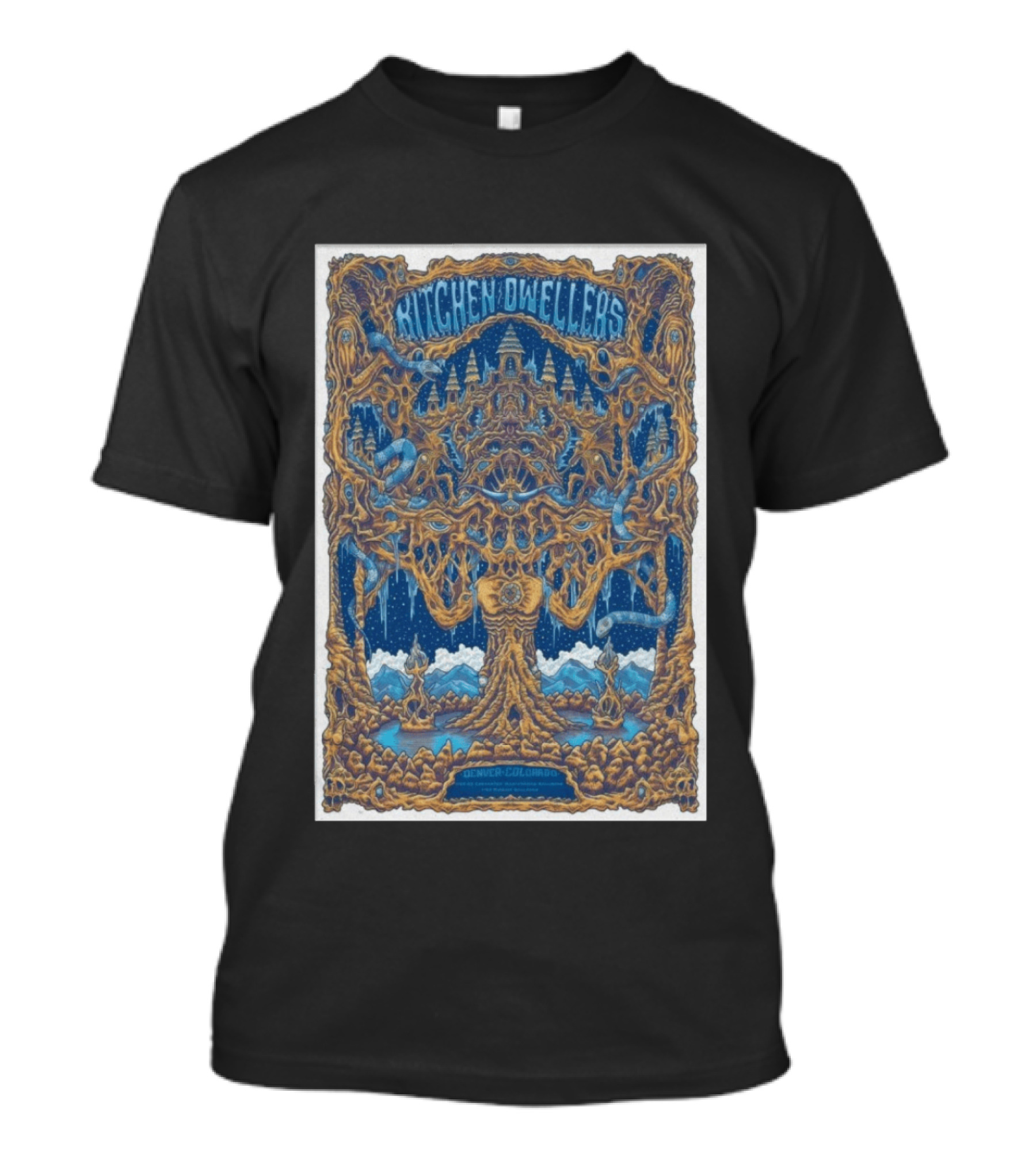 Kitchen Dwellers Jan 22 23 Cervantes' Masterpiece Ballroom Denver Colorado Psychedelic Tree T-Shirt
