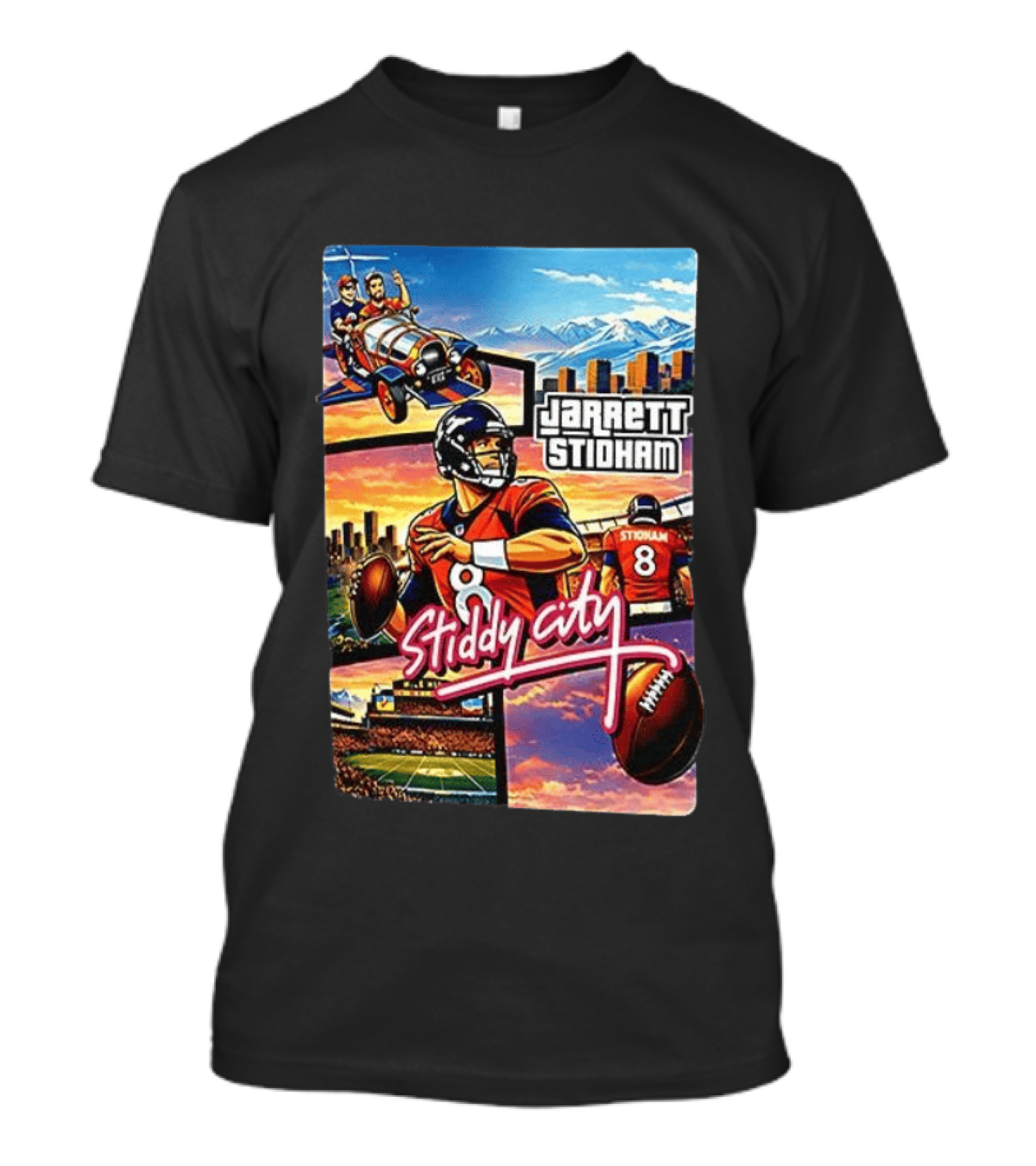 Stiddy City GTA Vice City Jarrett Stidham Football Denver Broncos T-Shirt