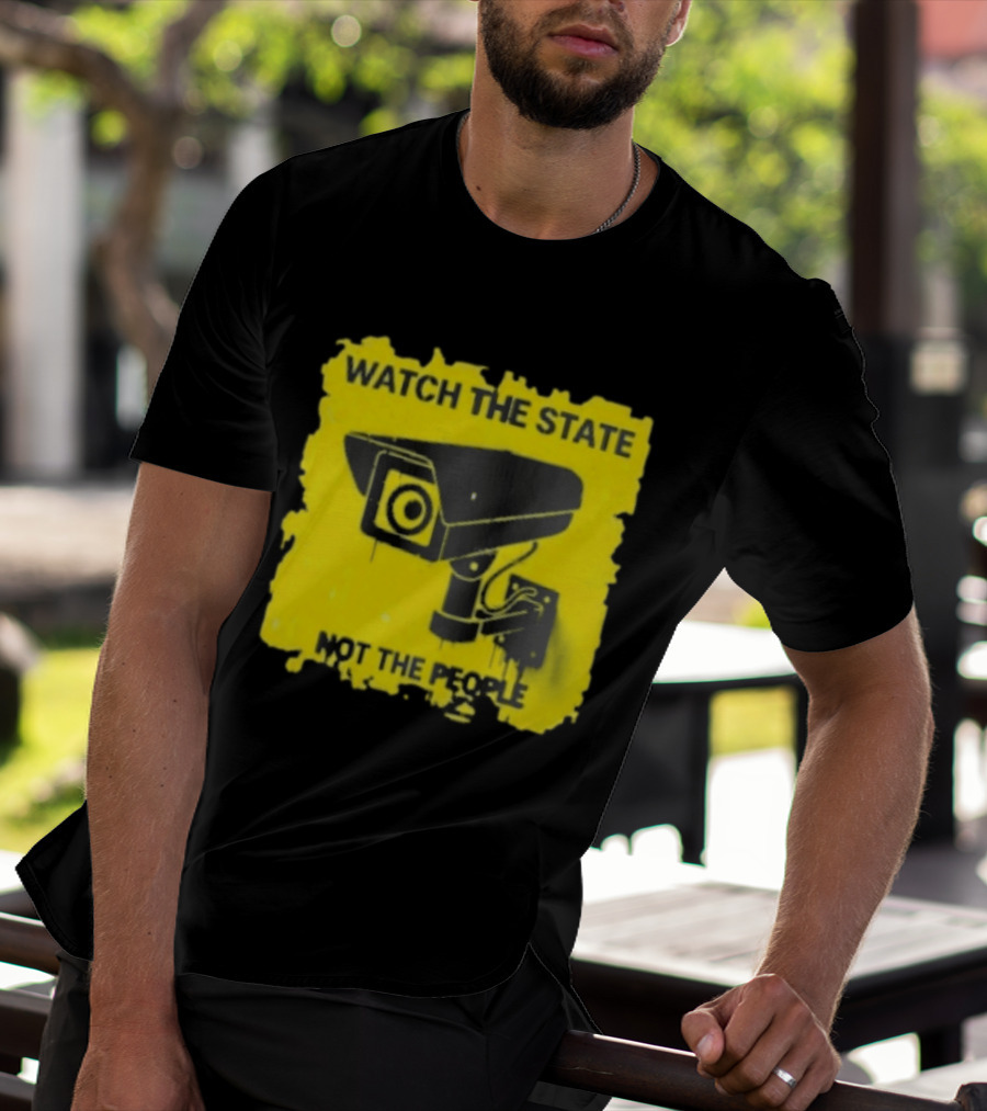 THE STATE NOT THE PEOPLE Yellow Surveillance Camera T-Shirt