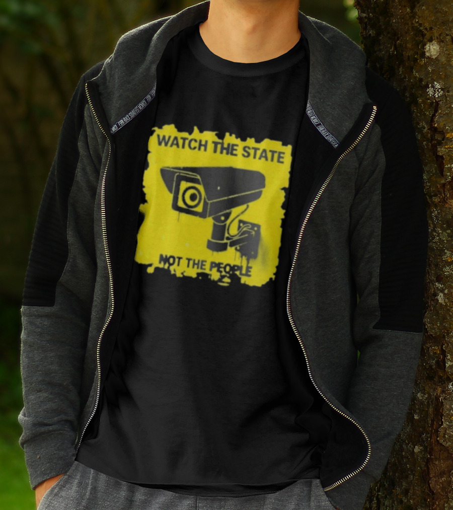 THE STATE NOT THE PEOPLE Yellow Surveillance Camera T-Shirt
