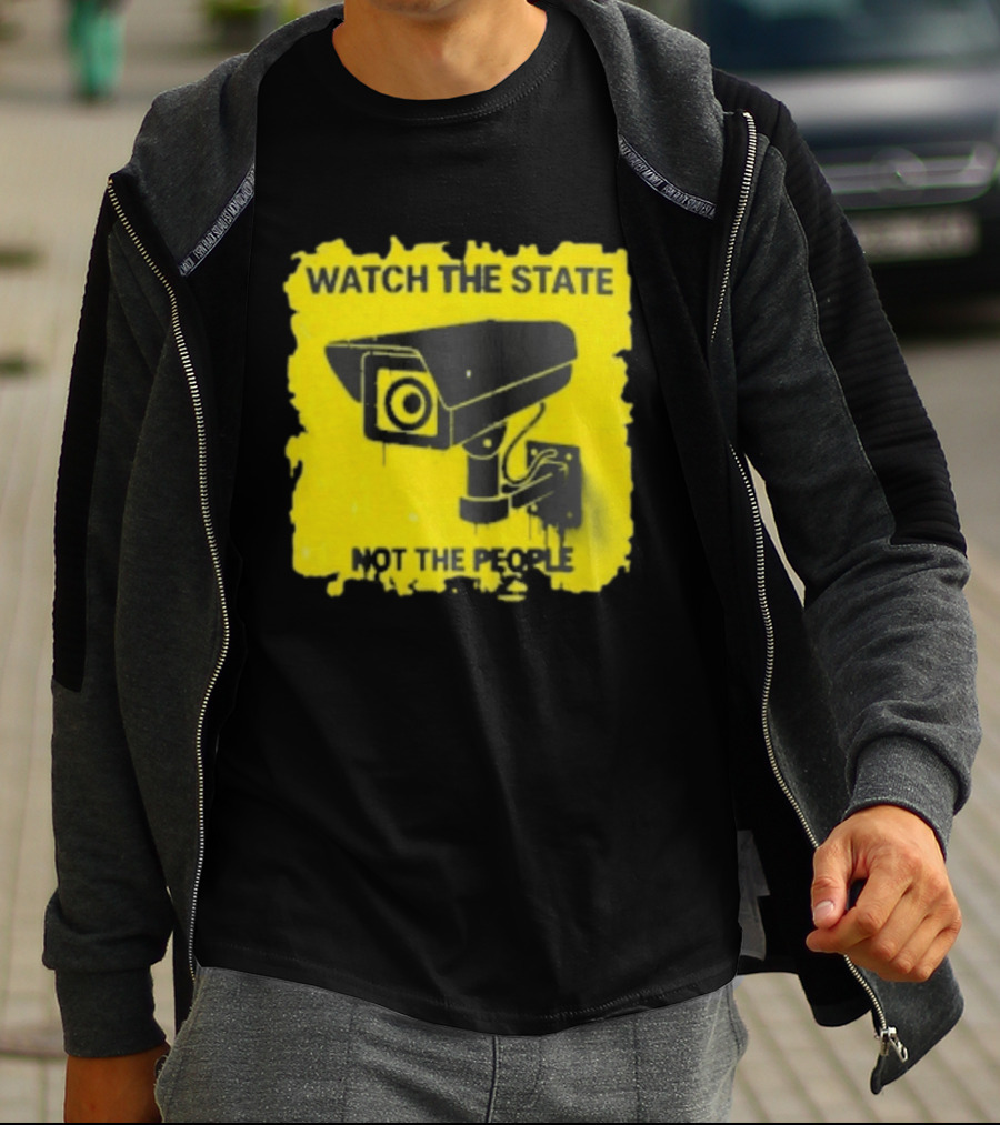 THE STATE NOT THE PEOPLE Yellow Surveillance Camera T-Shirt