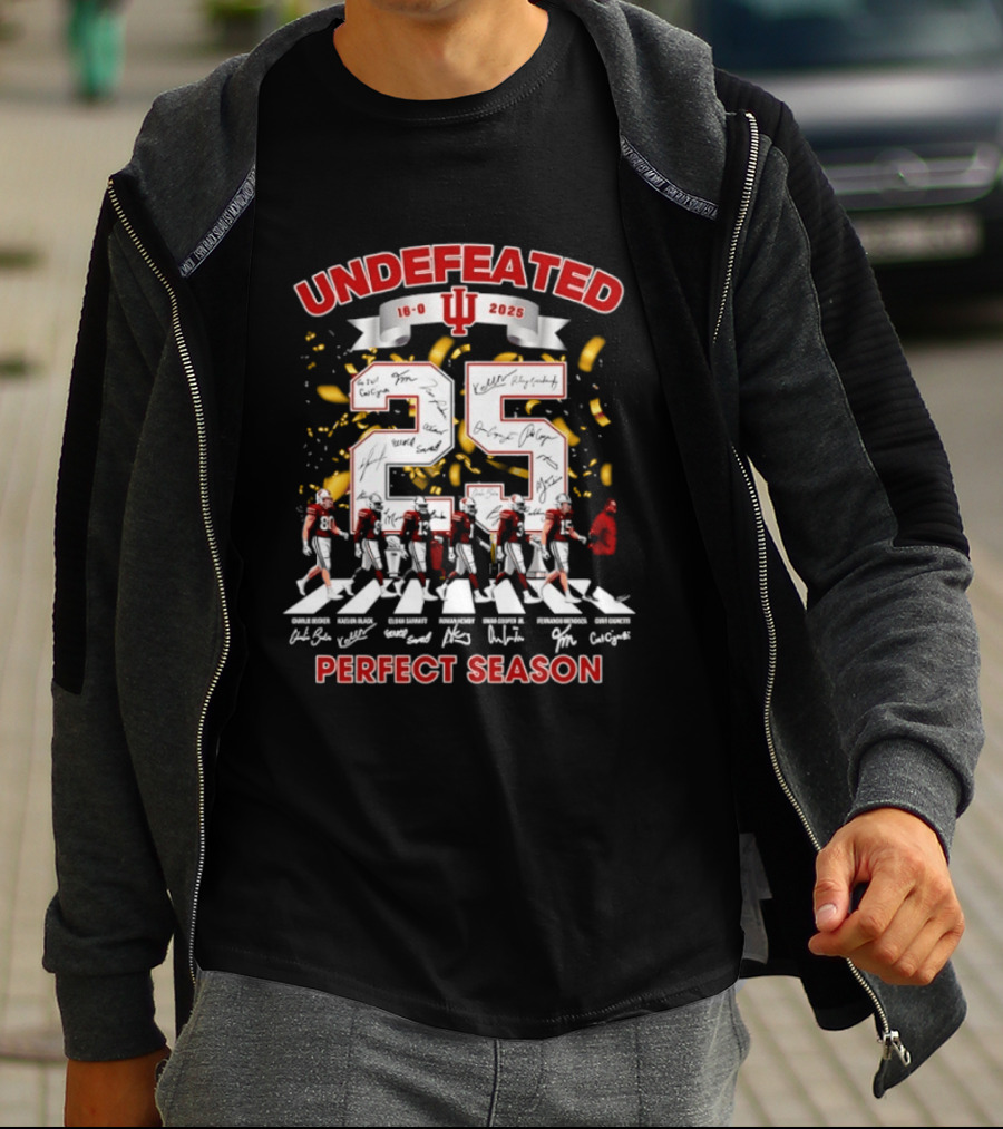 Undefeated 2025 Indiana Hoosiers Perfect Season Abbey Road 16 0 Signatures T-Shirt