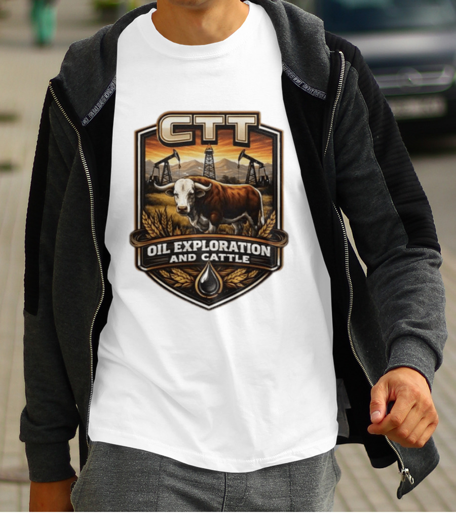 CTT Oil Exploration And Cattle Pumpjack Bull T-Shirt