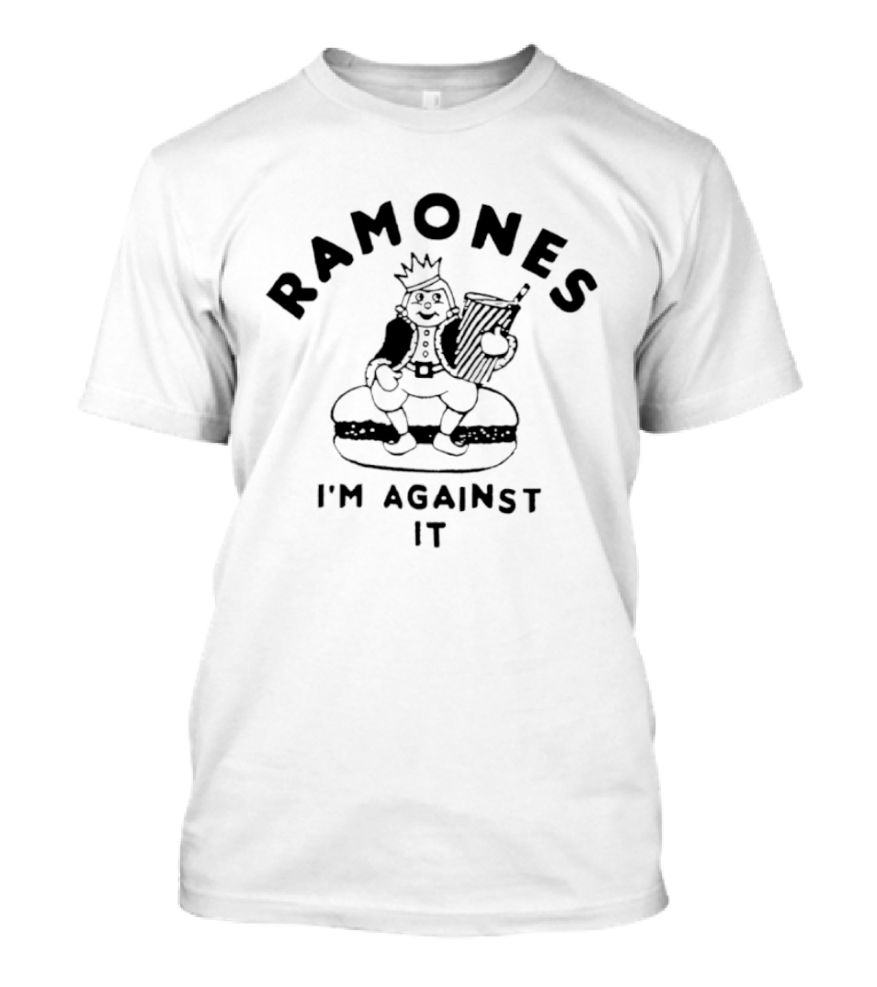 Ramones I'm Against It Crowned Character On Burger T-Shirt