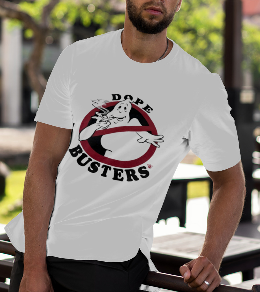 Ghostbusters Dope Busters Smoking Ghost Red Circle T-Shirt