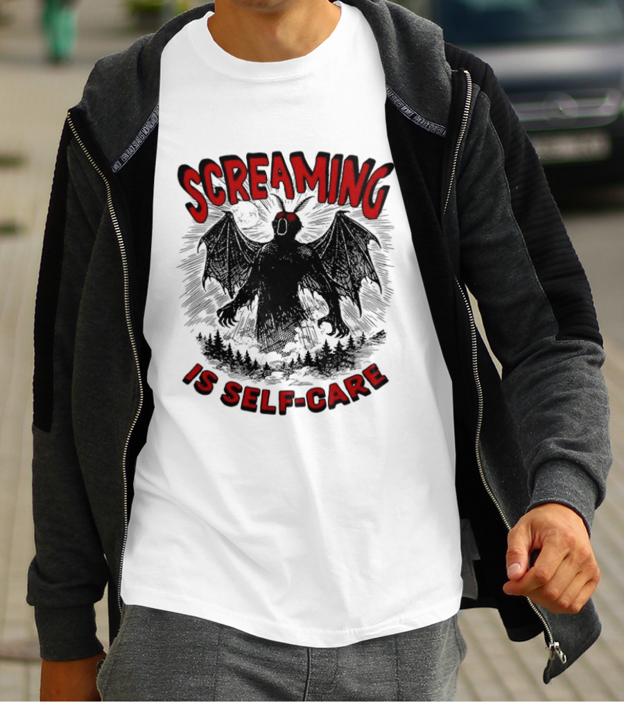 Screaming Is Self Care Mothman Meme T-Shirt