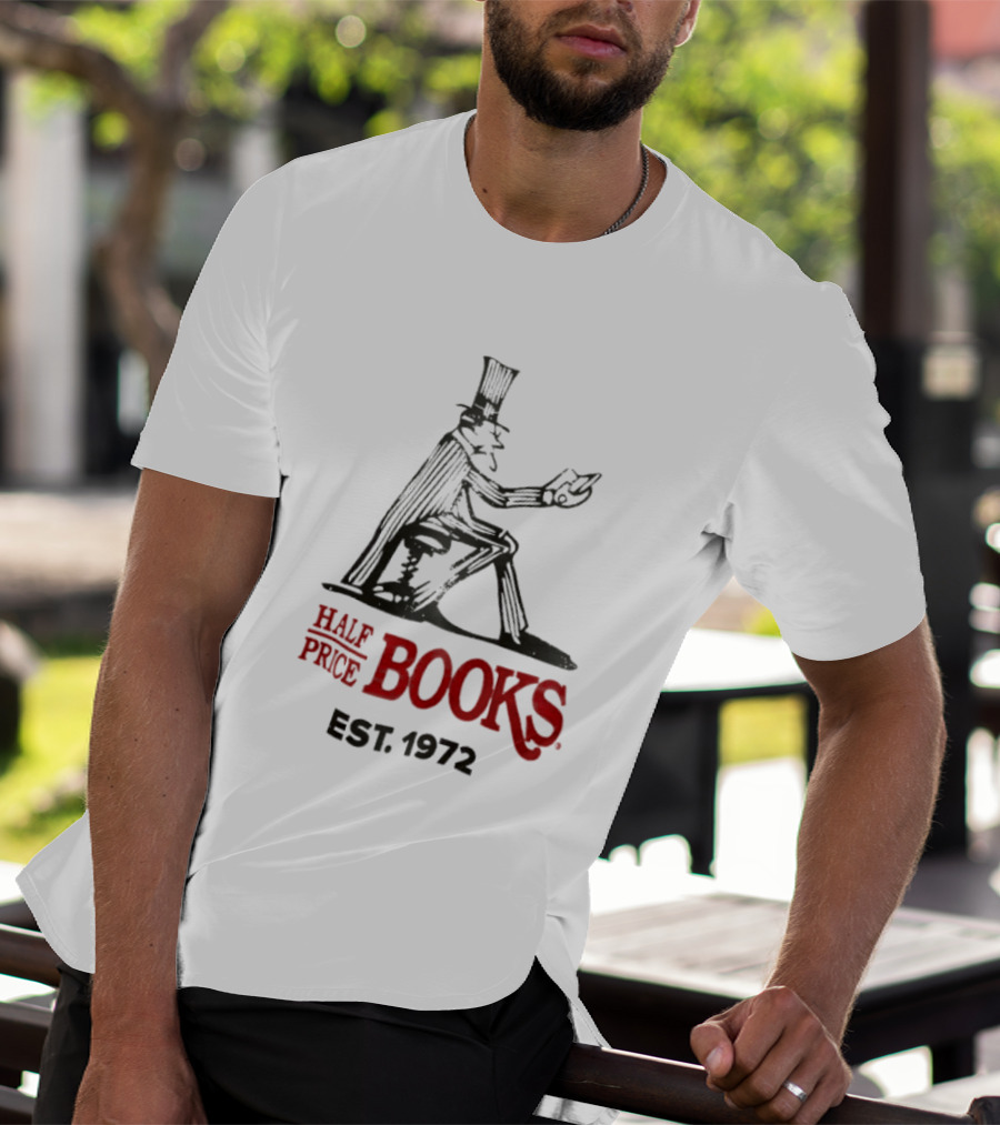 Half Price Books Est 1972 Vintage Gentleman Reading T-Shirt