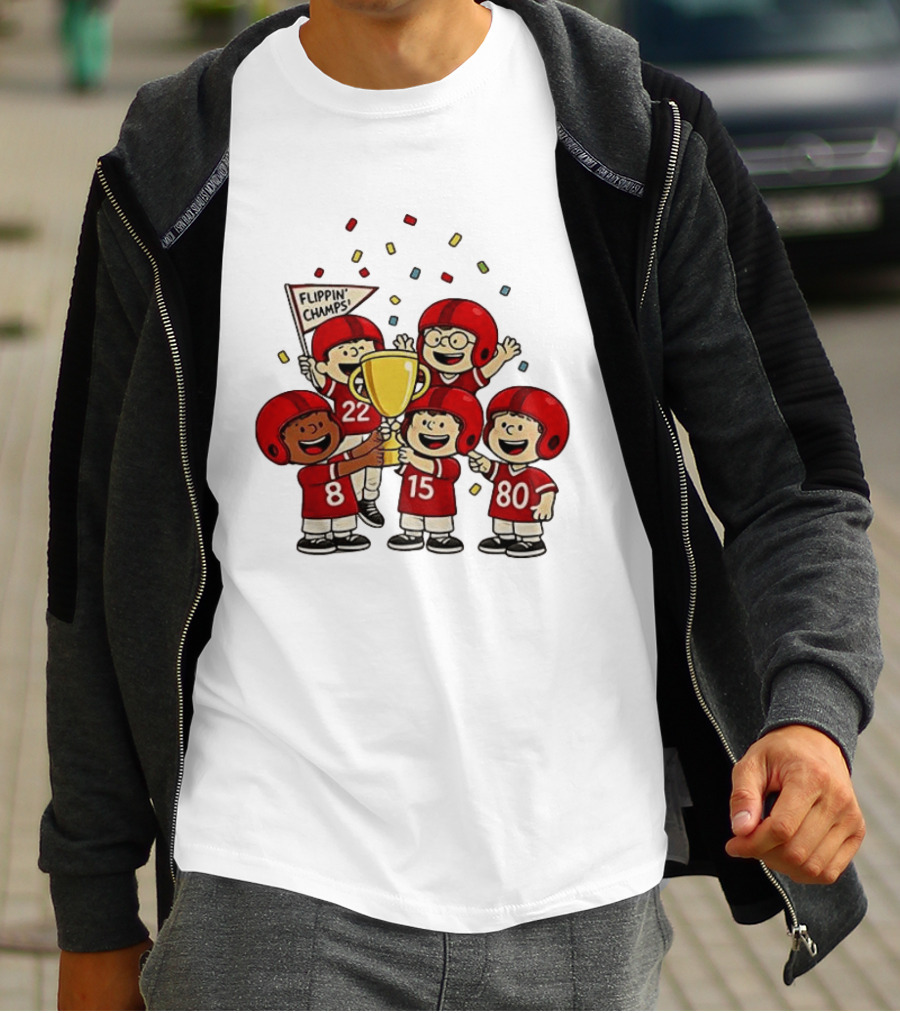 Peanuts Flippin' Champs Football Team Celebration With Trophy T-Shirt