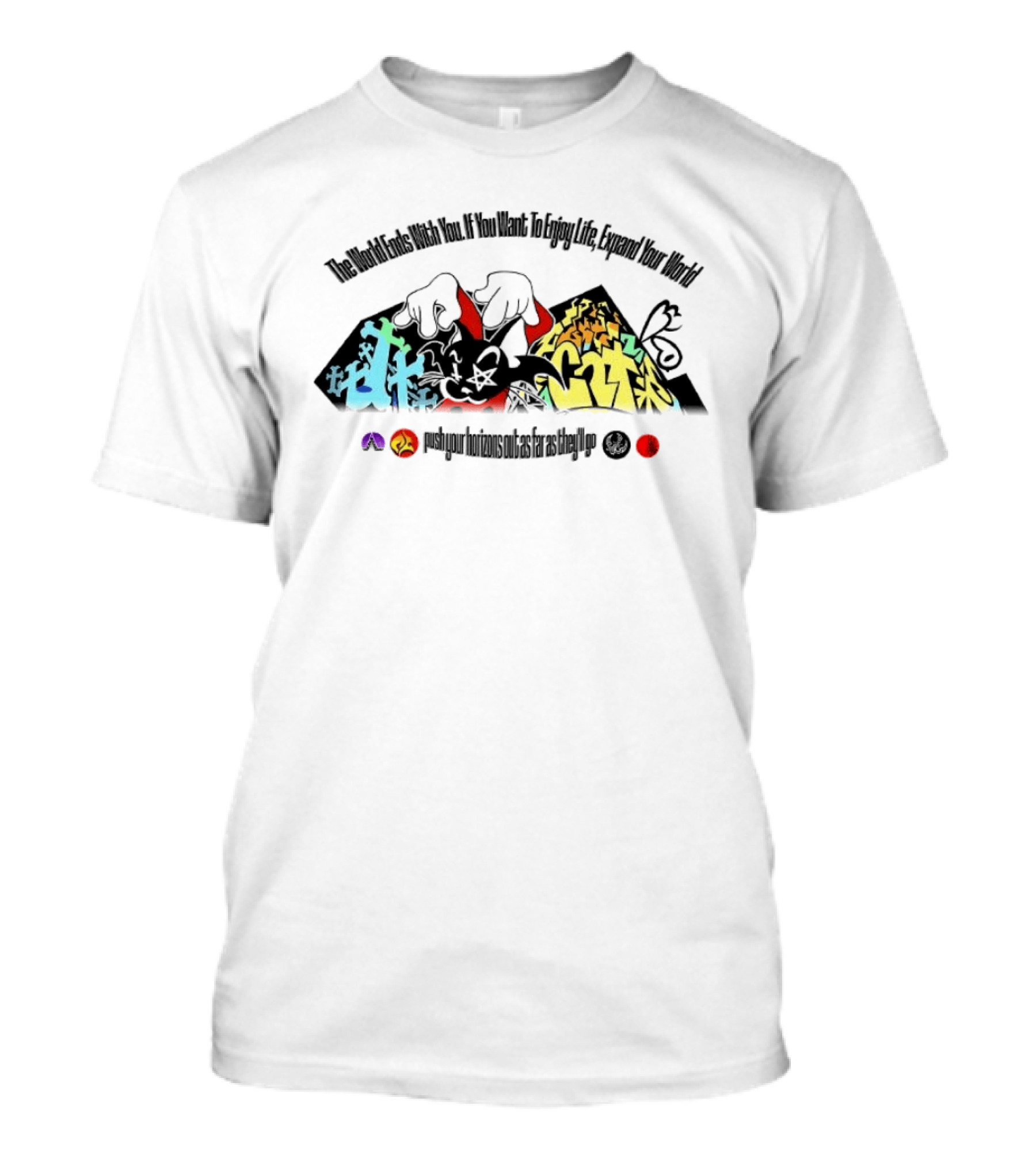 The World Ends With You Enjoy Life Expand Your World Colorful Graffiti T-Shirt