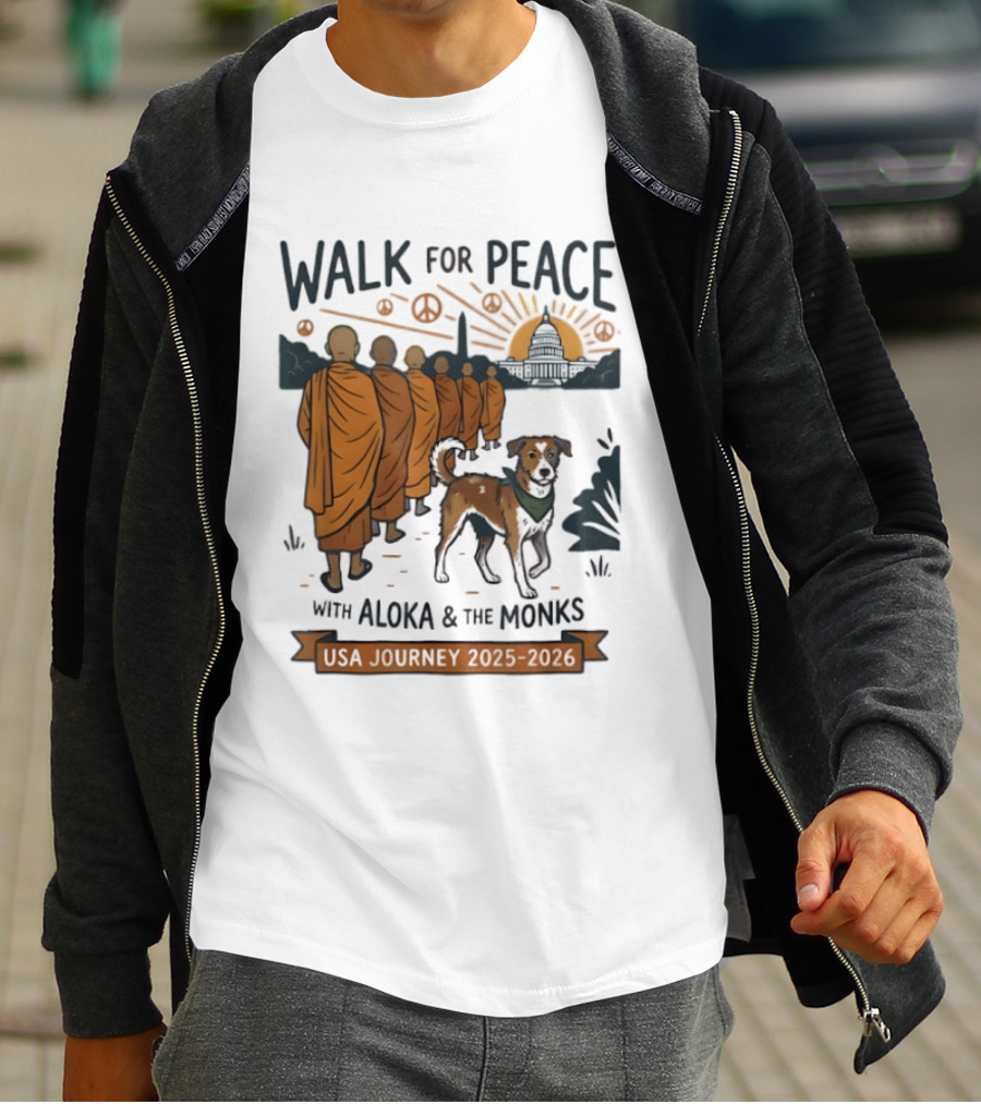 Walk For Peace With Aloka And The Monks USA Journey 2025 2026 T-Shirt