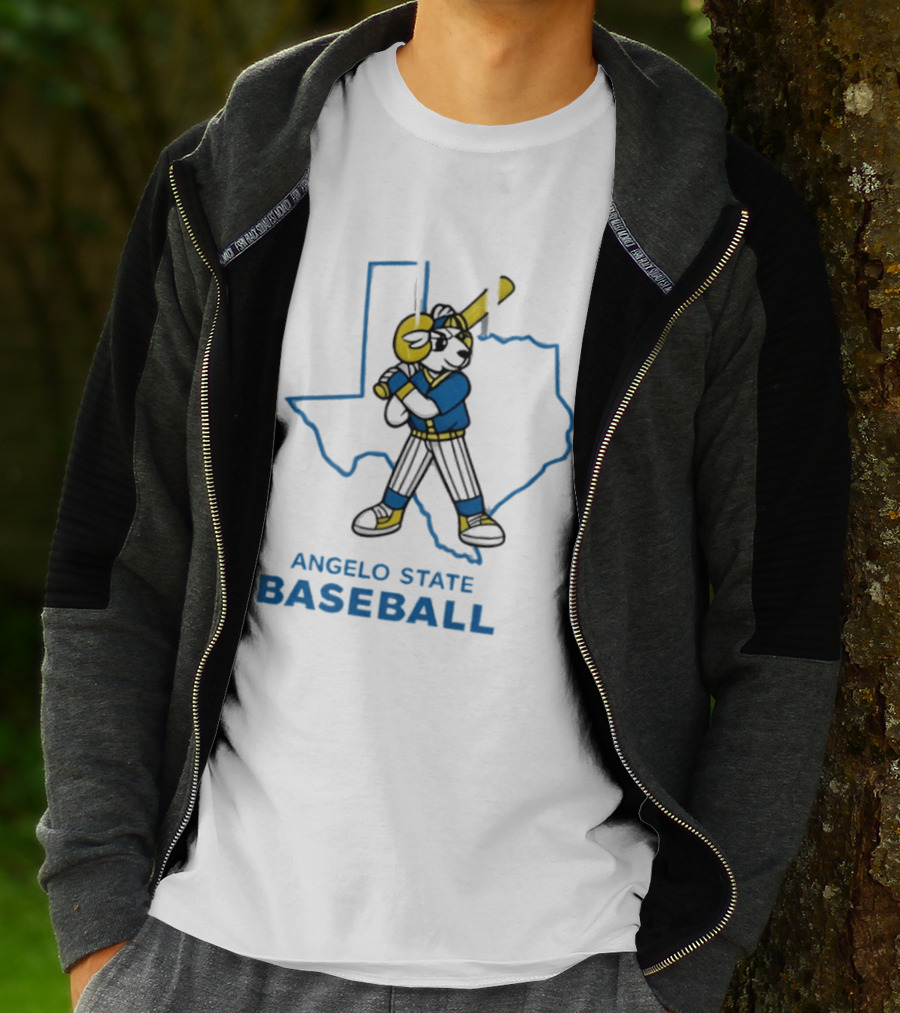 Texas Outline Angelo State Baseball Batter T-Shirt