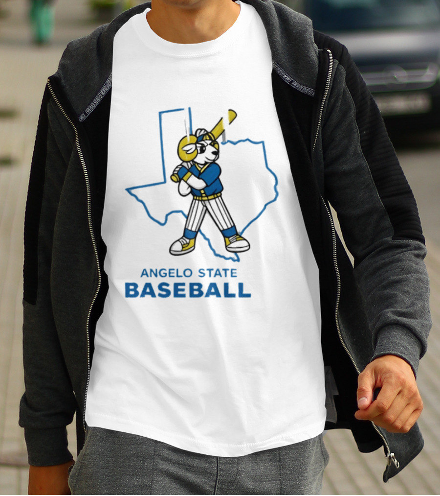 Texas Outline Angelo State Baseball Batter T-Shirt