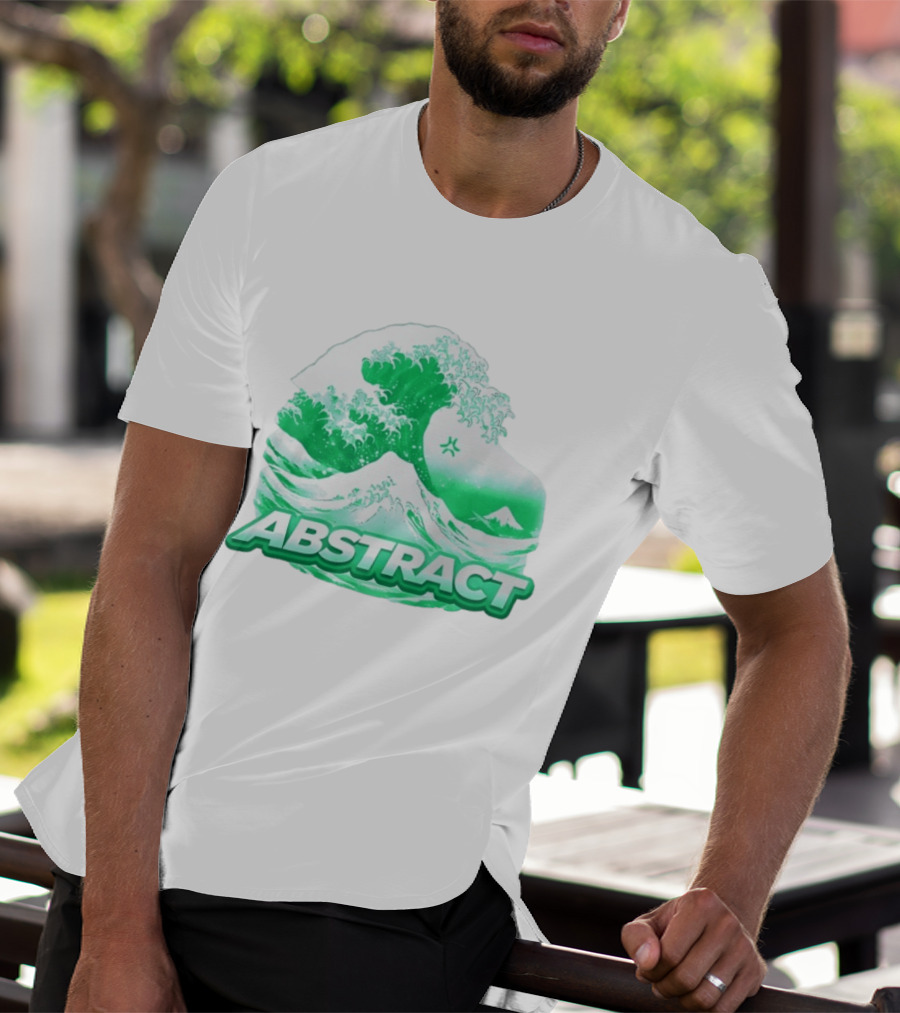 Abstract Green Wave Japanese Art Style Ocean Scene T-Shirt