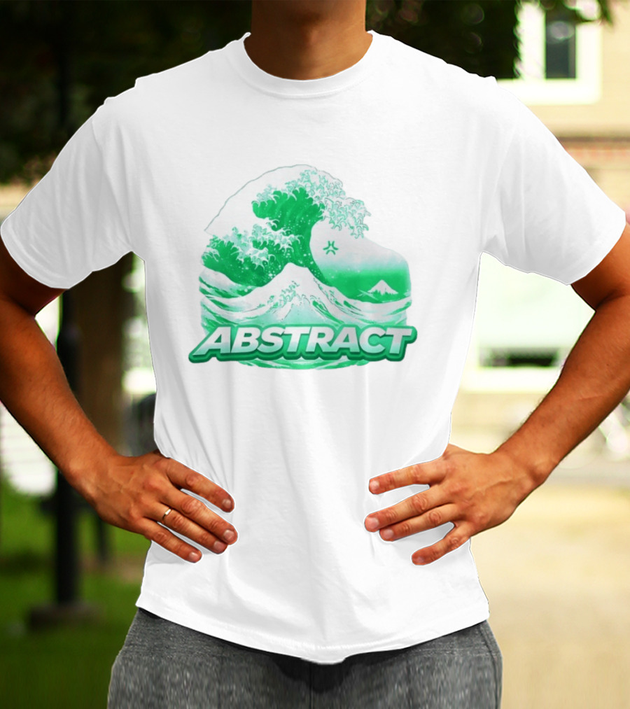 Abstract Green Wave Japanese Art Style Ocean Scene T-Shirt