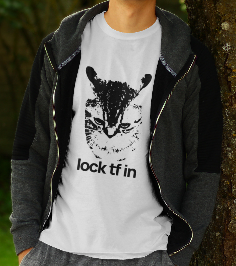 Lock TF In Cat Black Silhouette Image T-Shirt