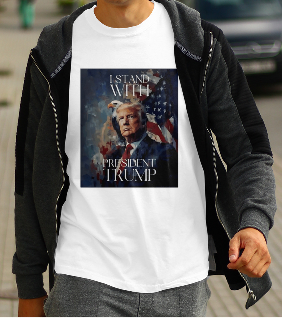 I Stand With President Trump American Flag Bald Eagle T-Shirt