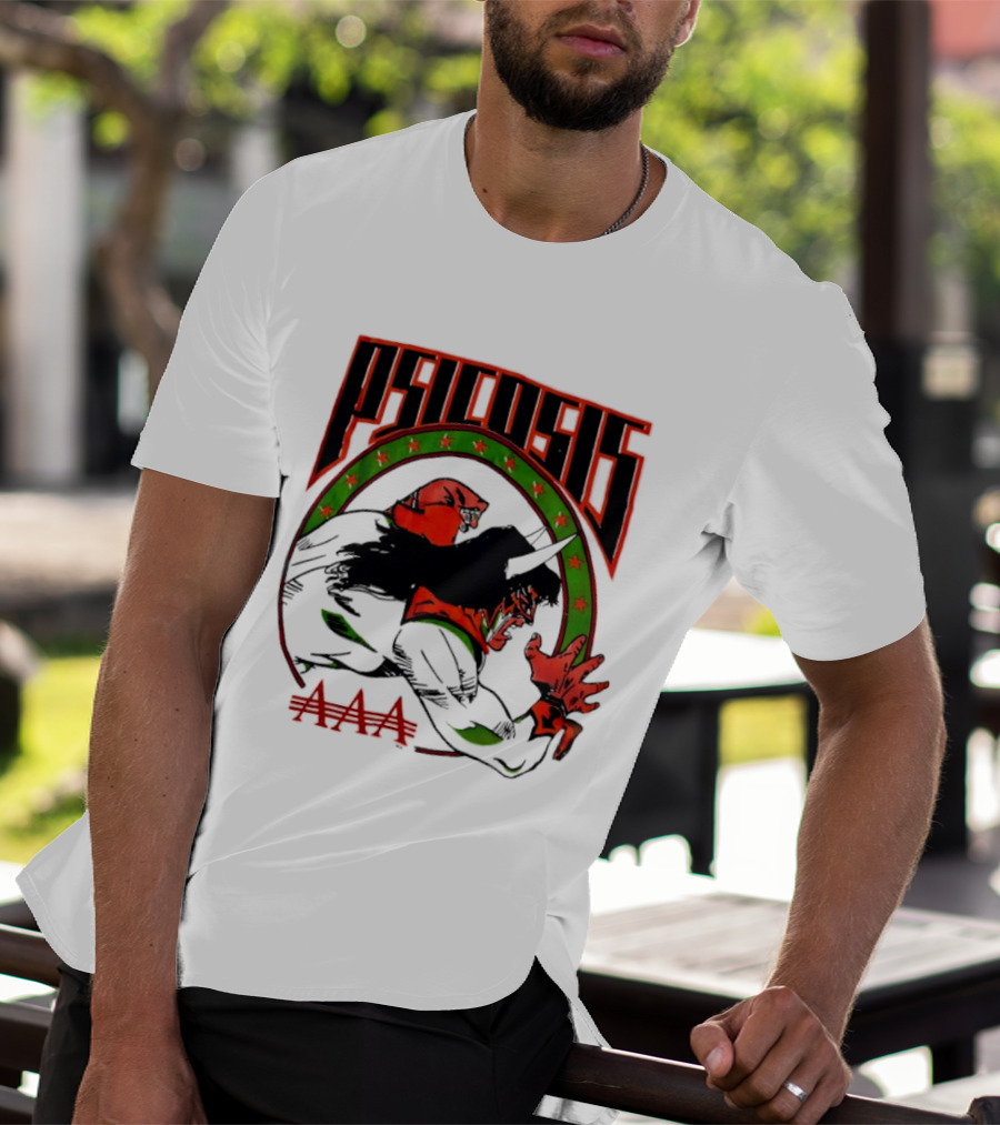 Psicosis AAA Wrestling Promotion Luchador Mask Art Comic T-Shirt