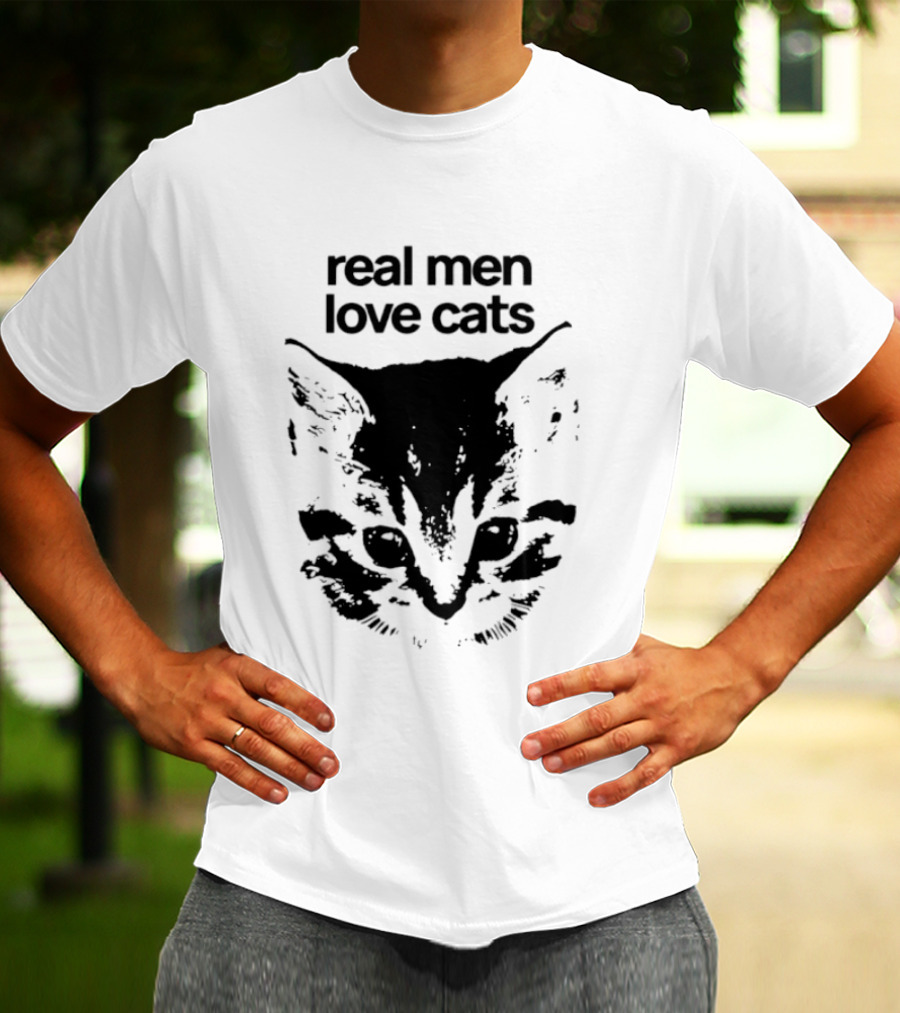 Real Men Love Cats Feline Face T-Shirt