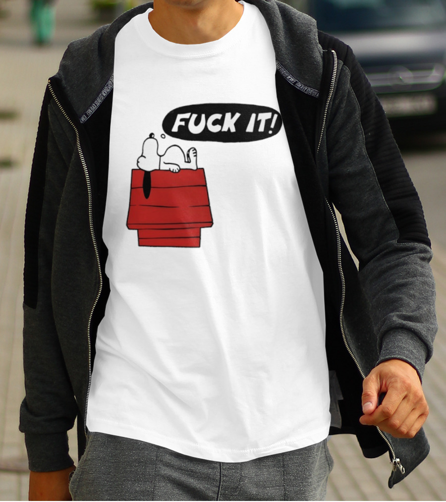 Snoopy Fuck It Relaxing On Doghouse Peanuts Humor T-Shirt