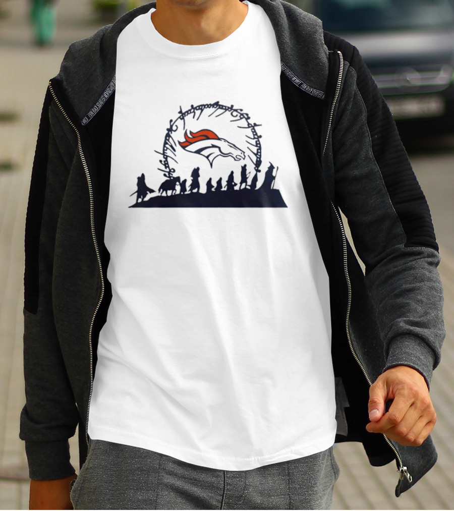 Riders Of Rohan Meet Denver Broncos Fellowship Middle Earth Meta T-Shirt