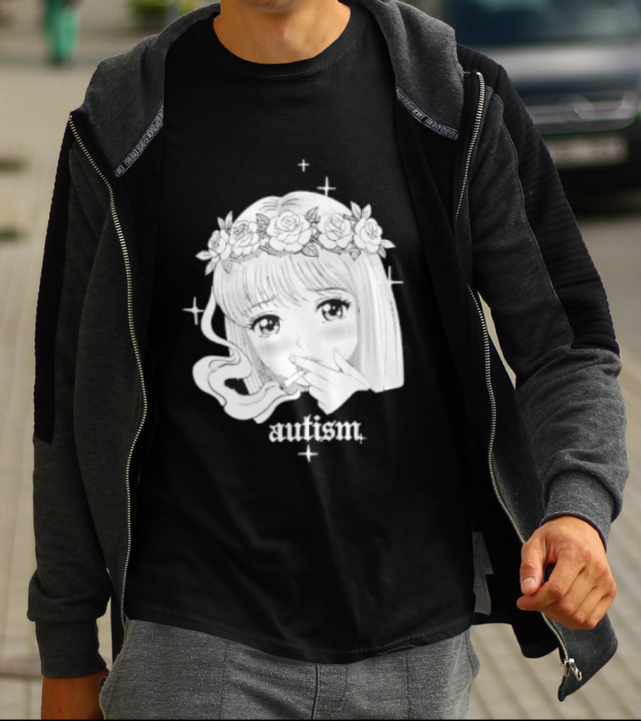 Autism Anime Girl Smoking Flower Crown Aesthetic T-Shirt