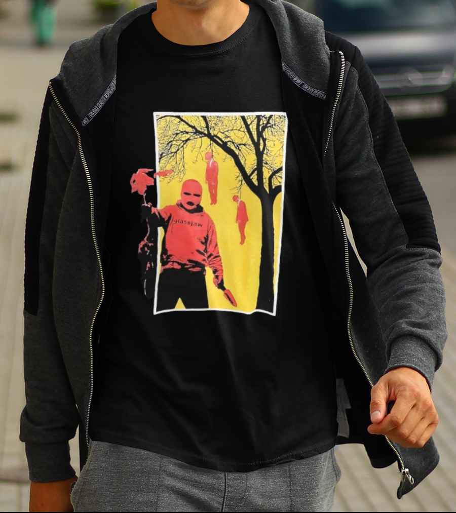 Glassjaw Save Plant A Tree Red Masked Figure With Hanging Figures And Tree T-Shirt