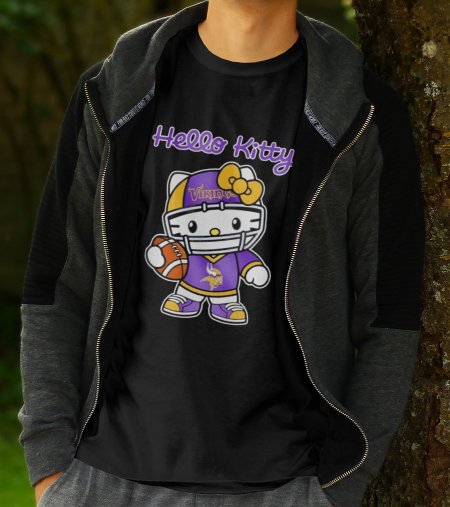 Hello Kitty Minnesota Vikings Football Fan Art Collaboration T-Shirt