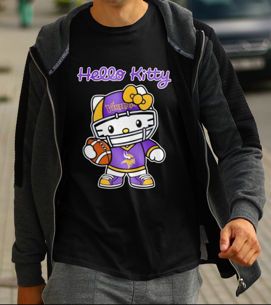 Hello Kitty Minnesota Vikings Football Fan Art Collaboration T-Shirt