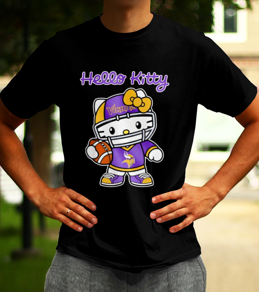 Hello Kitty Minnesota Vikings Football Fan Art Collaboration T-Shirt