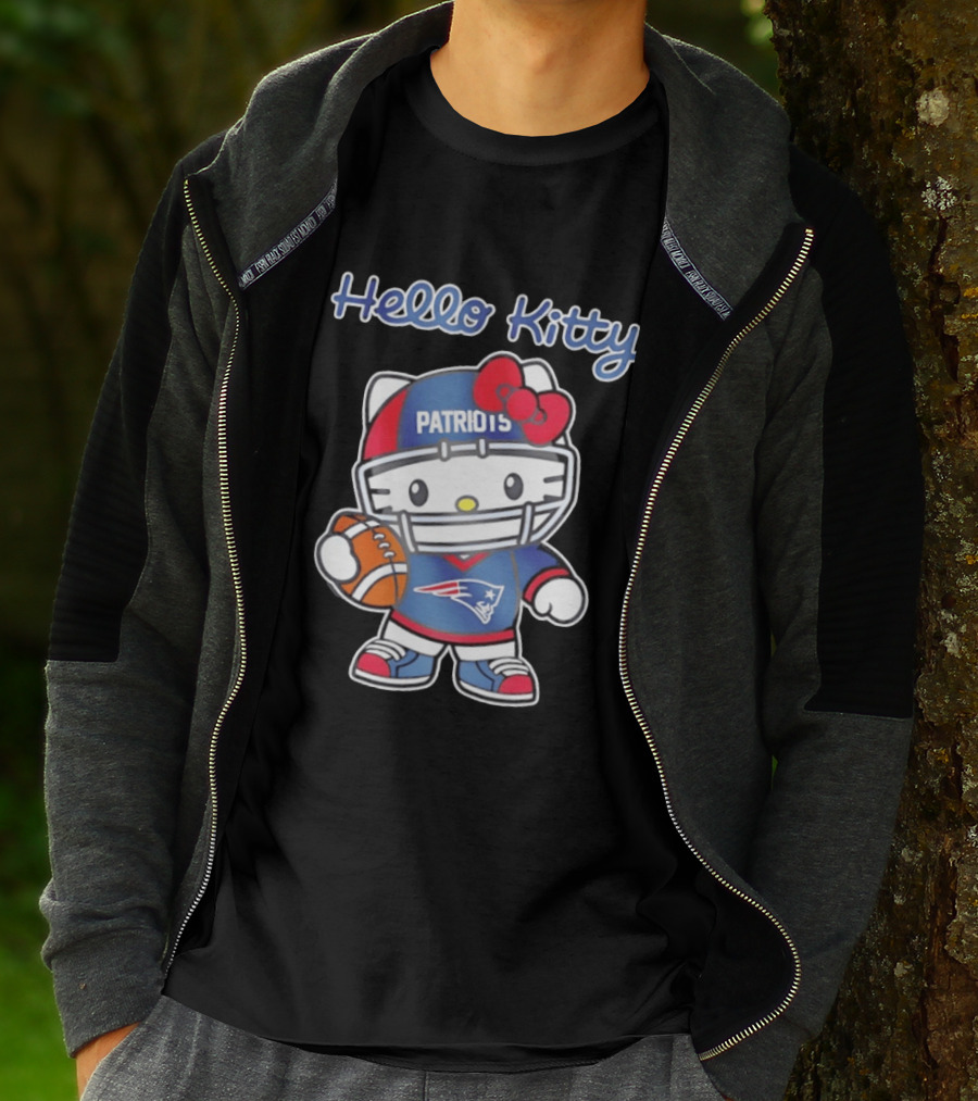 Hello Kitty Patriots Football Collaboration NFL Fan Collection T-Shirt