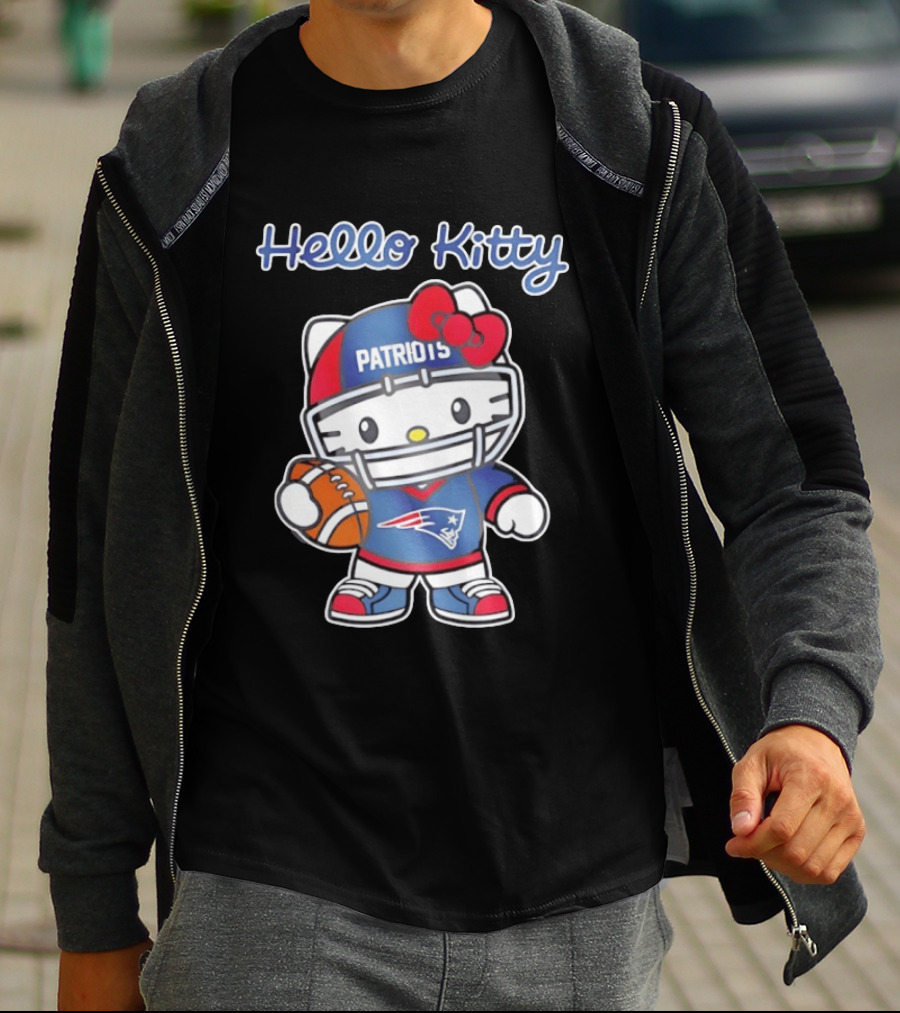 Hello Kitty Patriots Football Collaboration NFL Fan Collection T-Shirt