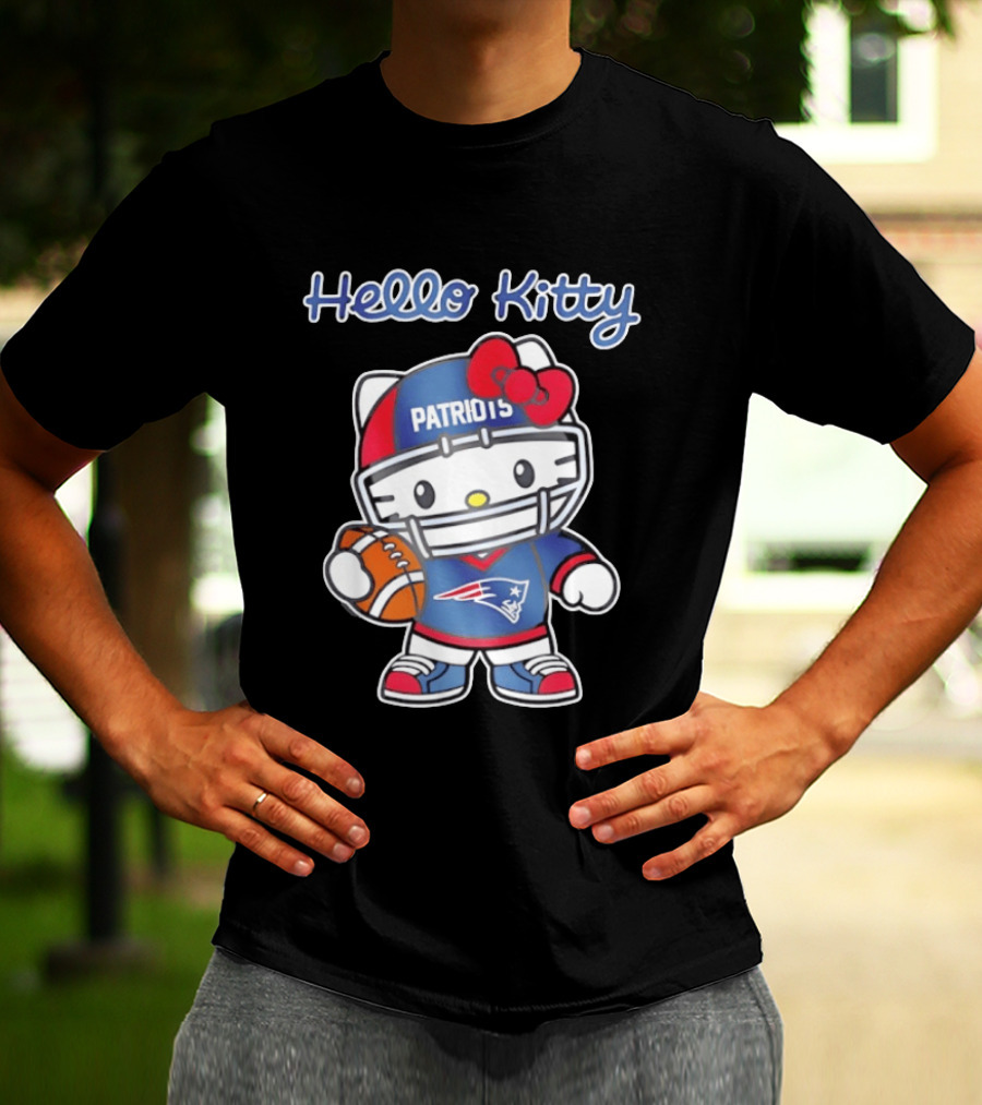 Hello Kitty Patriots Football Collaboration NFL Fan Collection T-Shirt