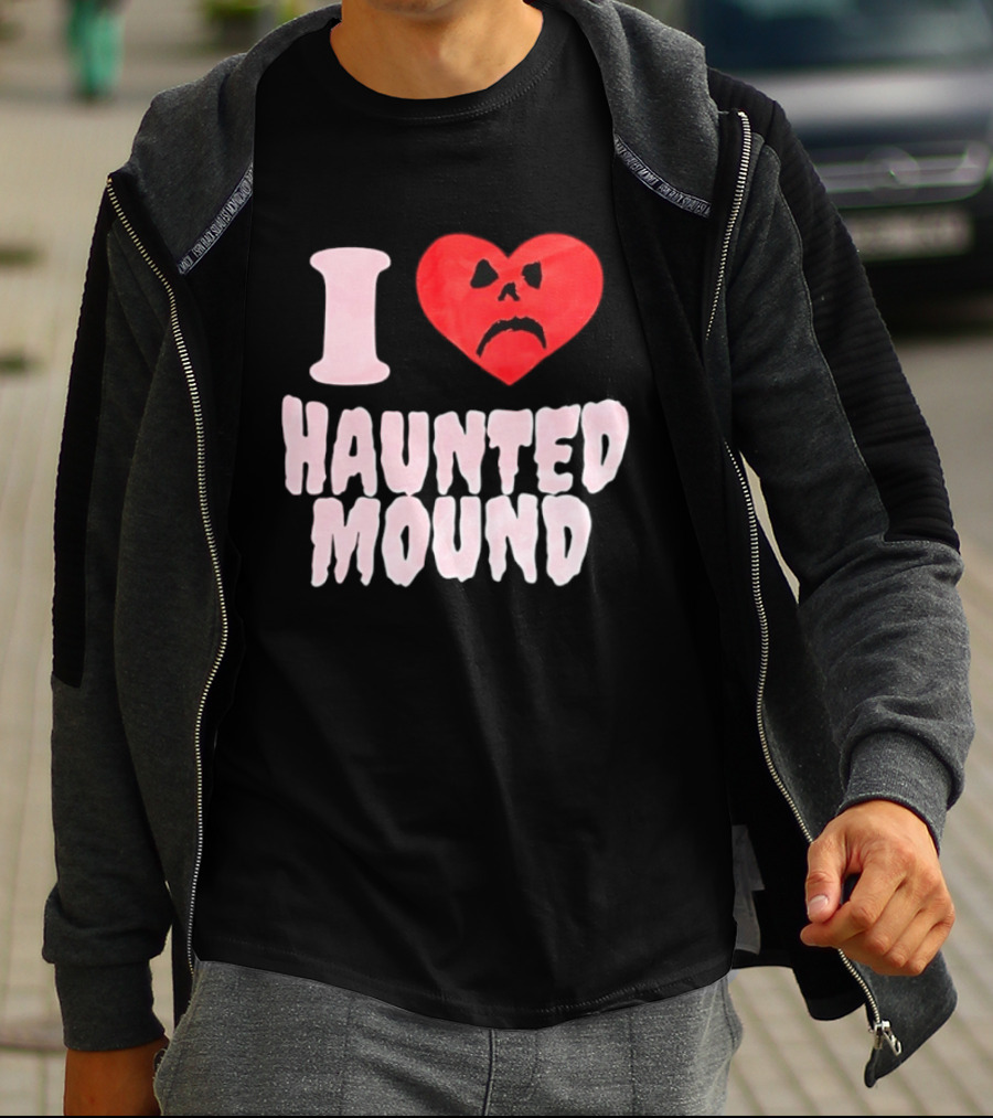I Love Haunted Mound Heart Face T-Shirt