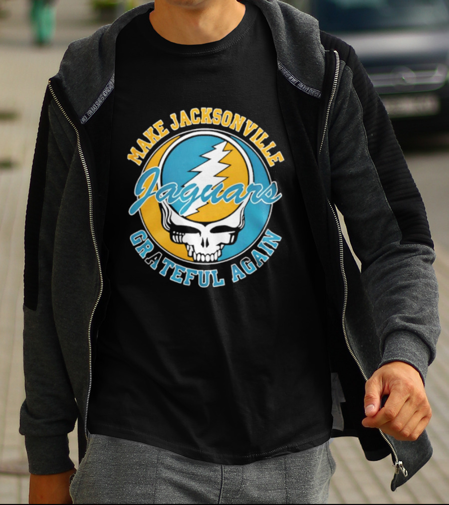 Jacksonville Jaguars Make Jacksonville Grateful Again Skulls And Lightning T-Shirt