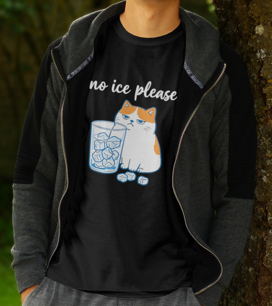No Ice Please Cat Meme Cartoon Humor Ice Cube T-Shirt