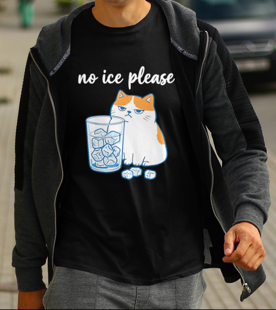 No Ice Please Cat Meme Cartoon Humor Ice Cube T-Shirt