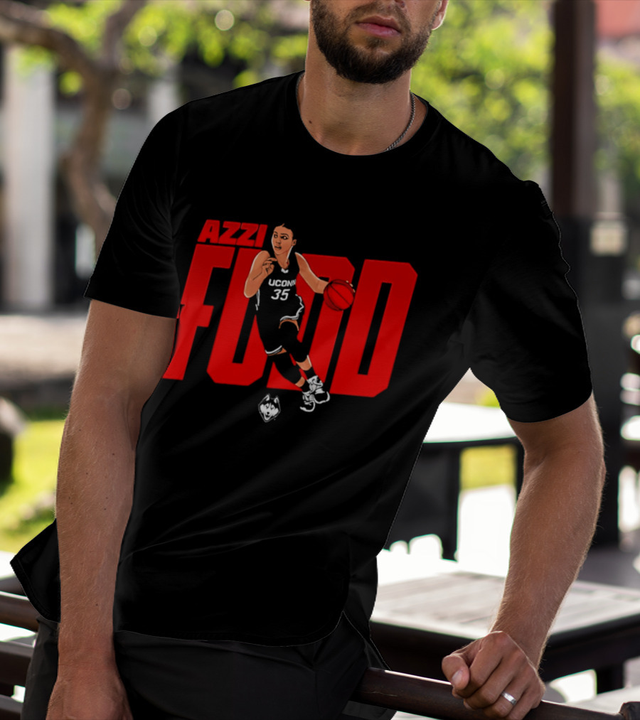 Azzi Fudd UConn 35 Basketball NCAA Fudd Red Block T-Shirt
