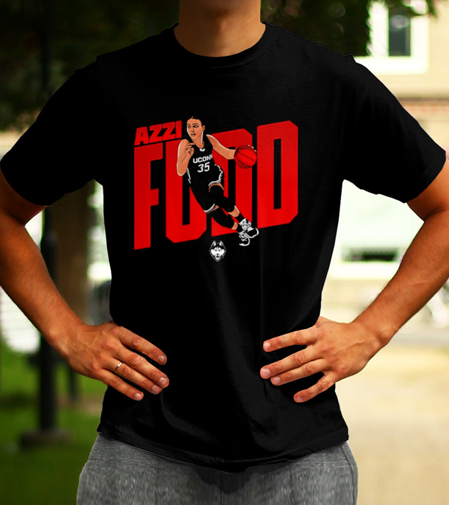 Azzi Fudd UConn 35 Basketball NCAA Fudd Red Block T-Shirt