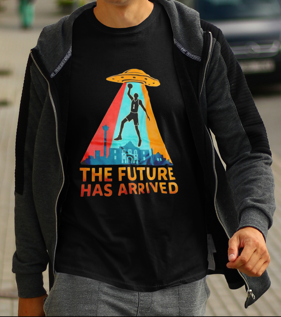 Basketball UFO Abduction Cityscape The Future Has Arrived T-Shirt