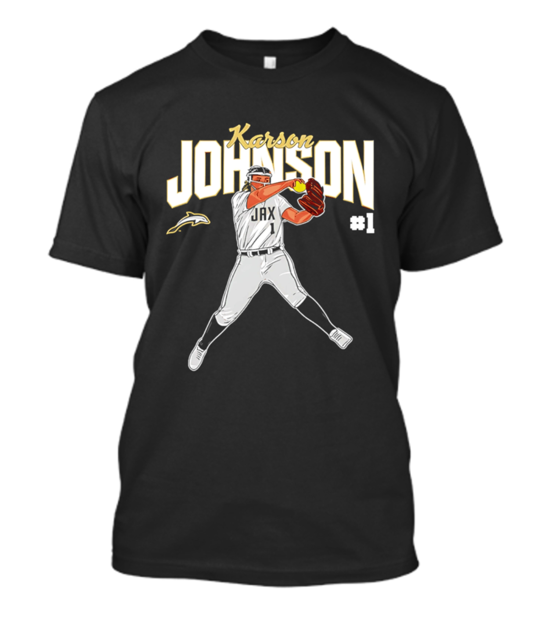 Karson Johnson JAX Softball #1 Caricature Legends T-Shirt