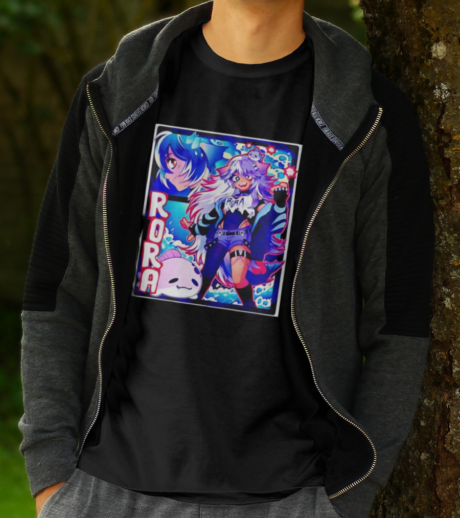 Rora Anime Character Vibrant Art With Cute Fantasy Elements And Pink Creature T-Shirt