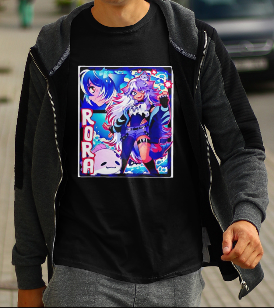 Rora Anime Character Vibrant Art With Cute Fantasy Elements And Pink Creature T-Shirt